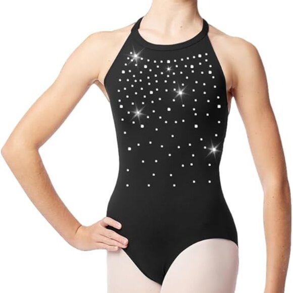 Sparkly Halter Neck Strappy Back Leotard XL - Picture 1 of 9